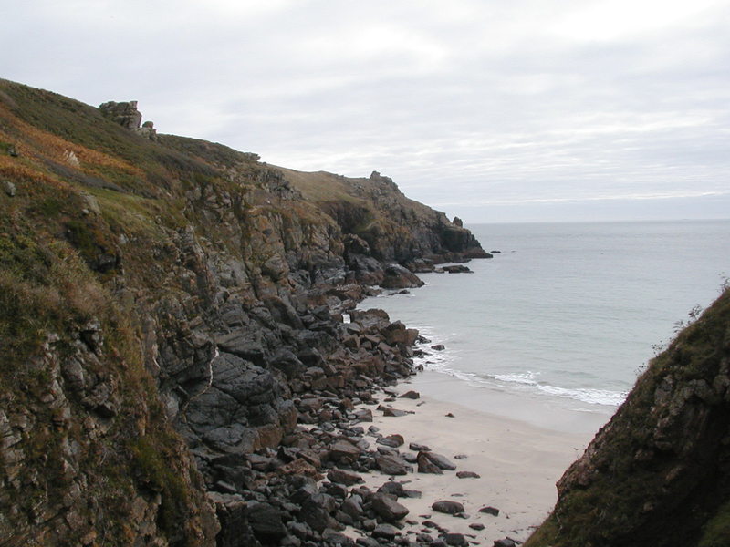 Looking out to sea from a small cove.